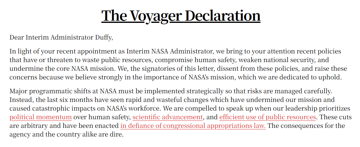 美国国家航空航天局（NASA）解雇的员工共同讲话