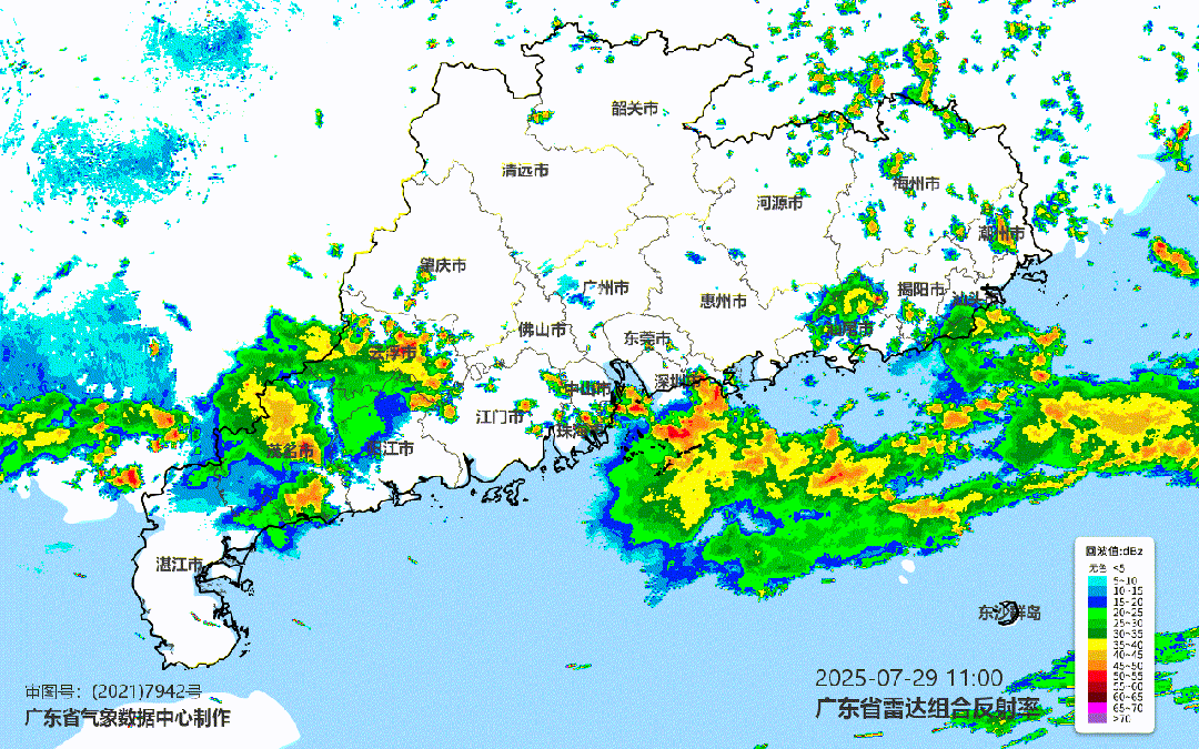 　　7月29日广东省雷达回波图—此图为示意图