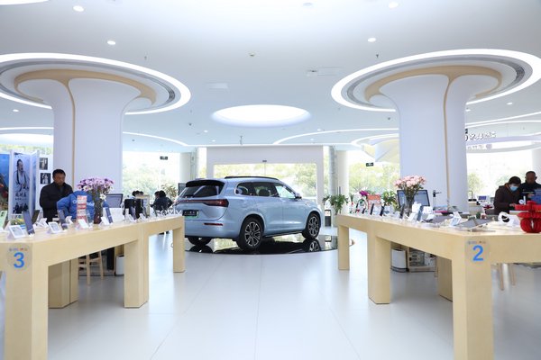 泰州海陵凤凰旗舰服务厅里展示的潮流汽车