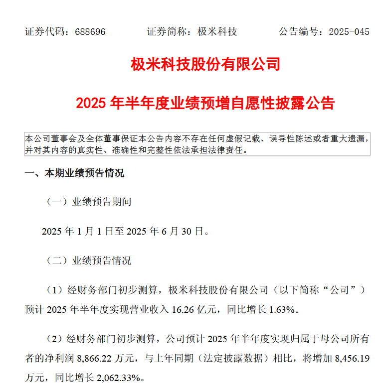 来源：极米科技业绩预告