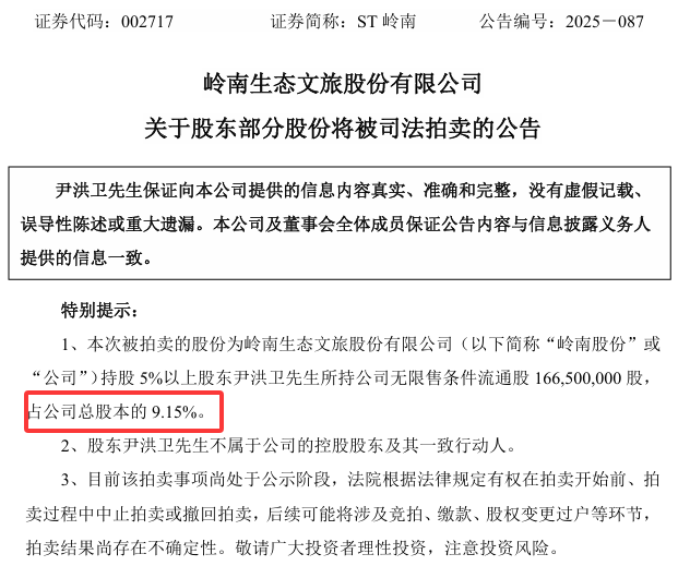 图源：ST 岭南公告