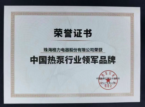 8项国际领先 格力连续9年荣获“热泵行业领军品牌”