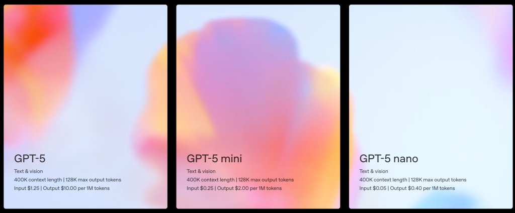 GPT-5还推出了mini、nano以及pro版本