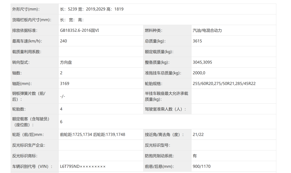 ▲极氪9X车身尺寸等信息