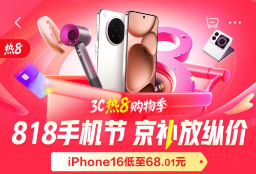 来京东用“京补合约”下单手机低至1折起 iPhone 16 Pro仅需1498元