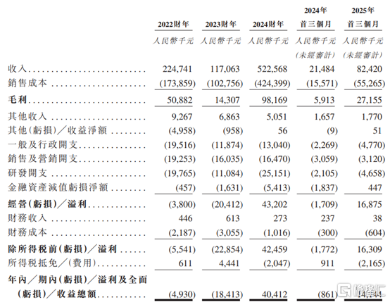合并损益及其他全面收益表概要