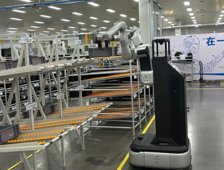 远征A2-W型号机器人在产线工作。