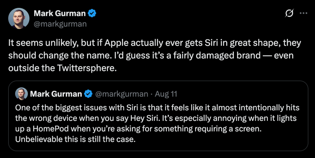 Mark Gurman 喊话苹果「改个名吧」｜图片来源：X