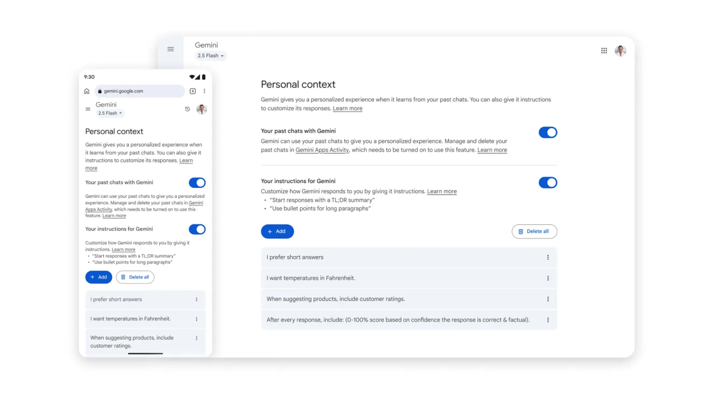 ▲ “记忆”功能设置界面，图源 9To5Google