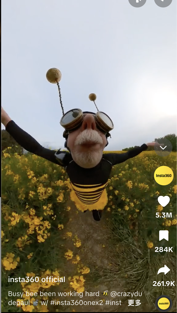 酬酢媒体上使用Instagram360全景相机和畅通相机拍摄的视频