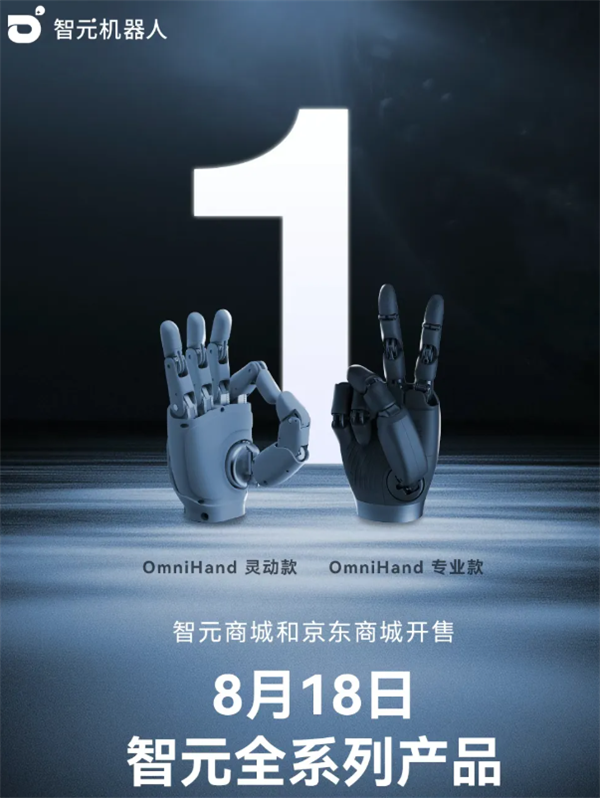 智元机器人OmniHand 2025灵巧手上市 灵动款首发9800元起