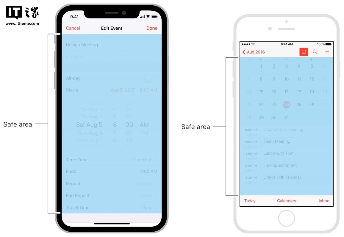 ▲ iOS 11 引入的“安全区域”概念
