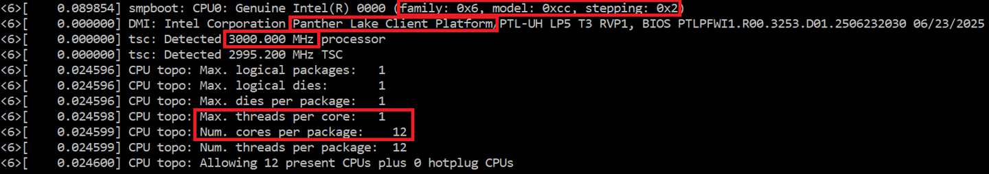 英特尔 12 核 Panther Lake 处理器现身：无超线程，基础频率 3.0 GHz