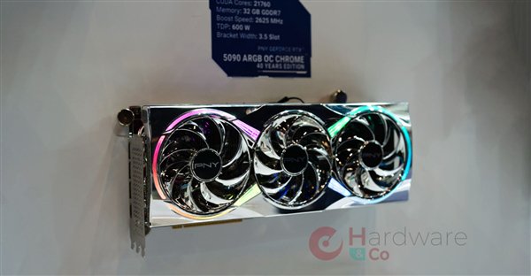 抛光镀铬超级亮！PNY 40周年纪念版RTX 5090/5080规格确认