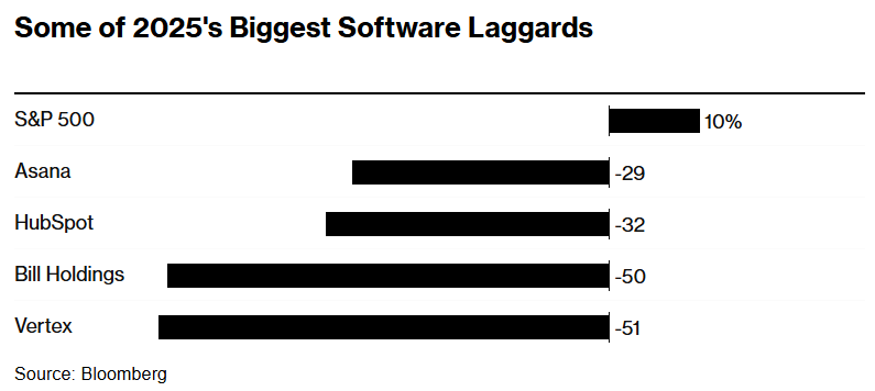 2025 年软件行业的一些股价落后者们