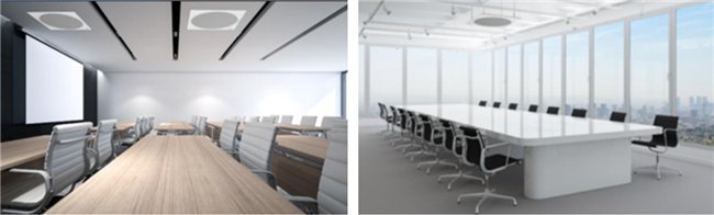 （AI全向阵列式天花麦克风，安装隐蔽美观，同时可以拾取全场声音）