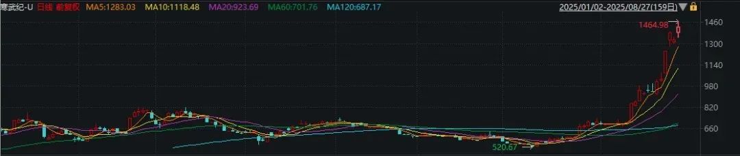 寒武纪年内走势图