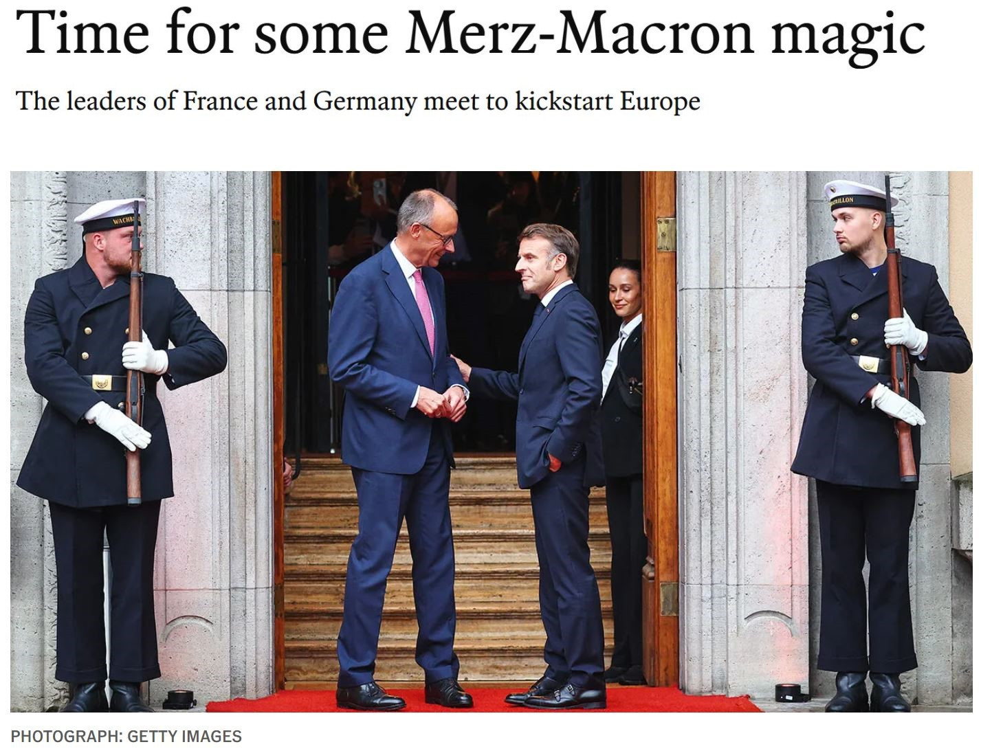 △英國《經(jīng)濟學(xué)人》網(wǎng)站8月28日報道：是時(shí)候來(lái)些“默茨-馬克龍魔力”了