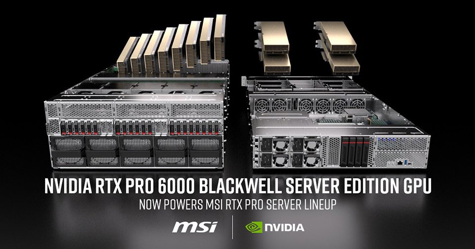 微星推出英伟达 MGX 新服务器，最高支持 8 块 RTX PRO 6000 Blackwell GPU