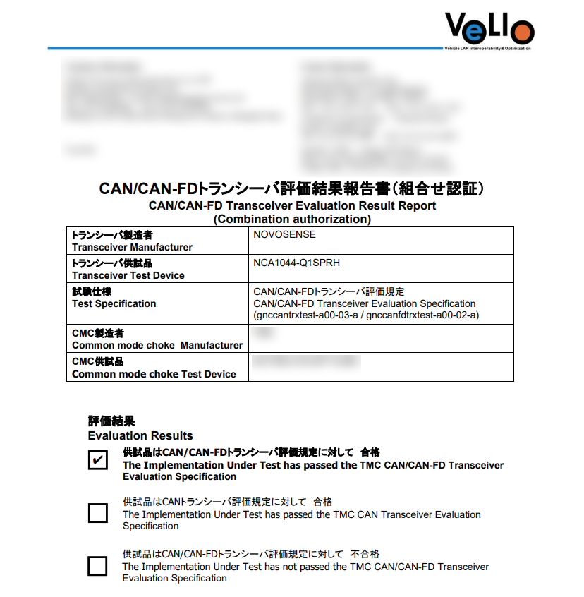 NCA1044-Q1通过VeLIO认证