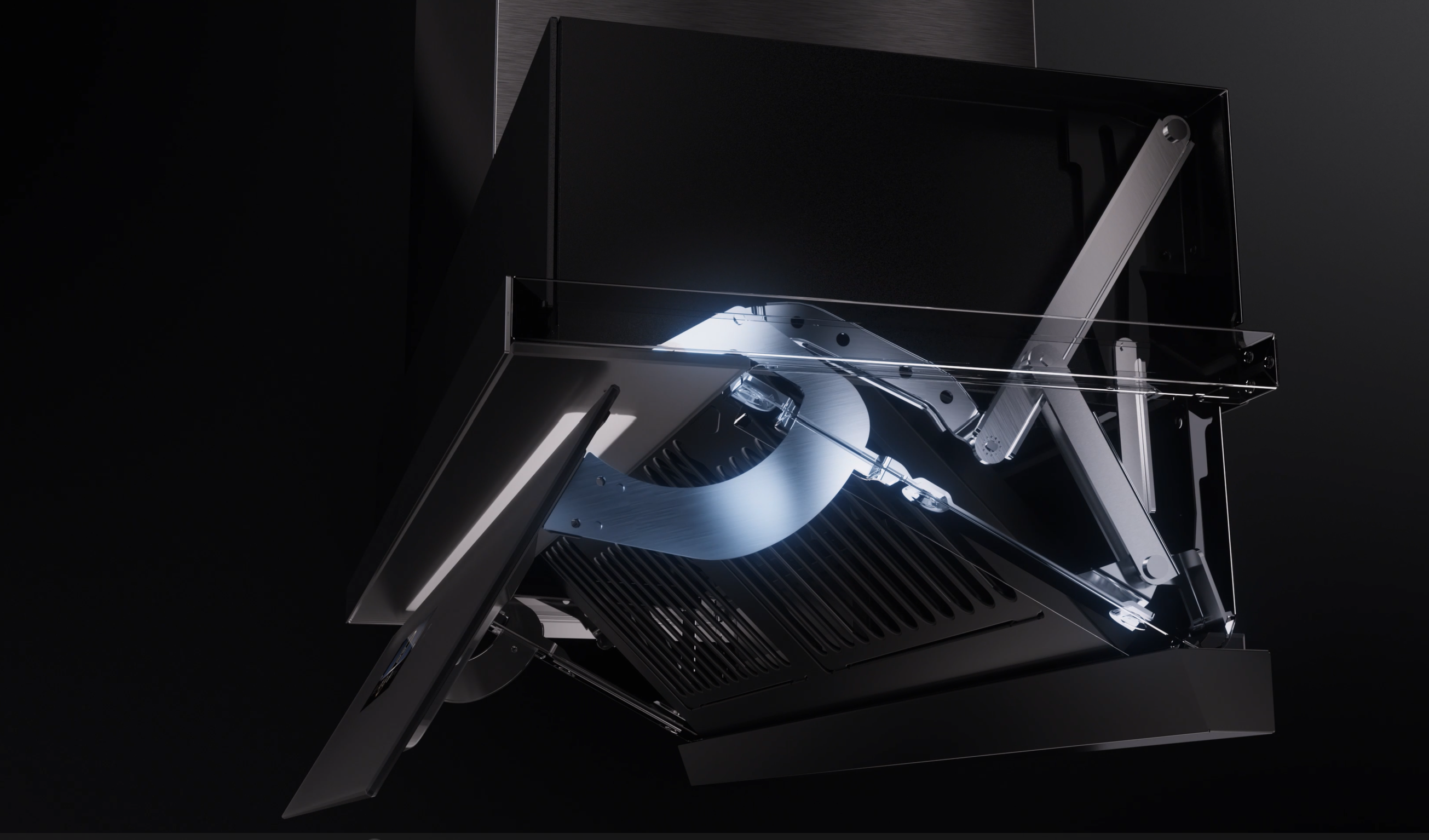 　　▲方太隐形油烟机航空级折叠结构