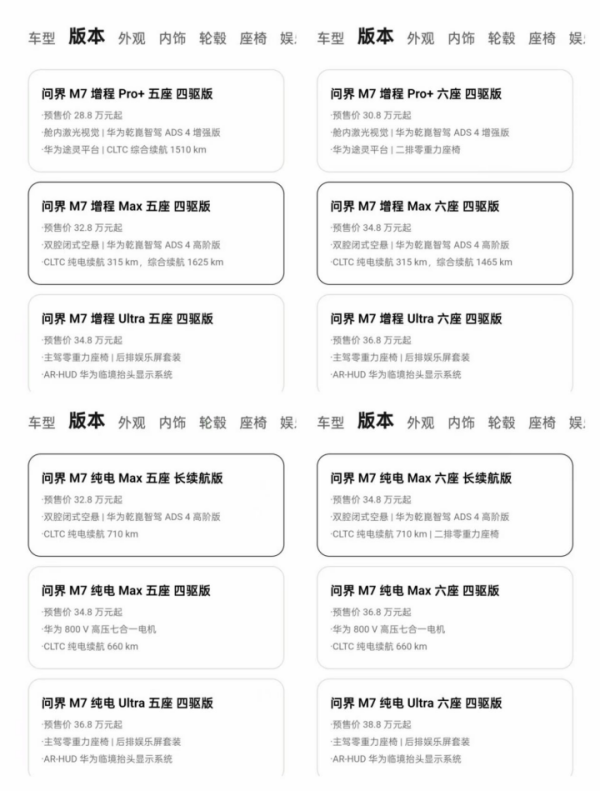 问界_全新问界M7预售价_全新问界M7配置对比