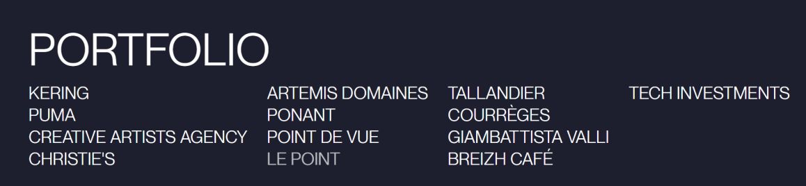 Artémis投资组合 截图自公司官网