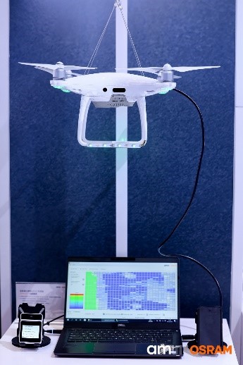集成了艾迈斯欧司朗TMF8829传感器的无人机模型可精准探测细微的空间差异，并区分间距较小或形态相近的物体