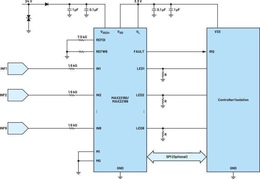 图1. LED引脚用作基于电压的逻辑输出。