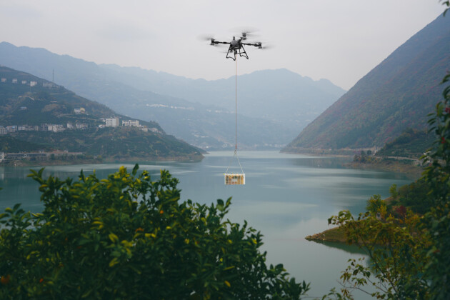 图：大疆农业无人机秭归脐橙吊运