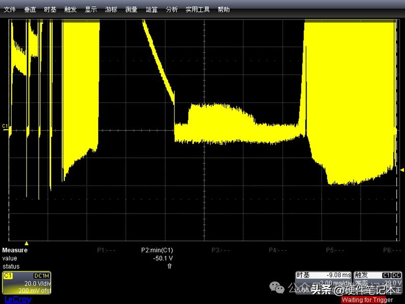 图18 VS-COM电压波形，180V~280V源跳变 1605W，未加钳位二极管吸收