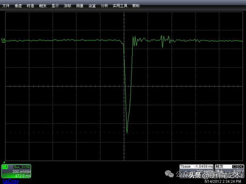 图25使用二极管串联稳压管，二极管上的电流波形，53.5V 37.4A 200mA/div