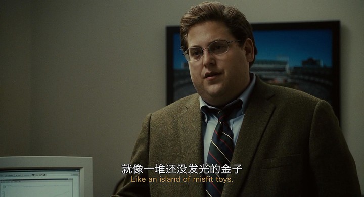 ▲ 《点球成金》剧照，经济学硕士彼得利用大数据帮助比尔挖掘潜力球员