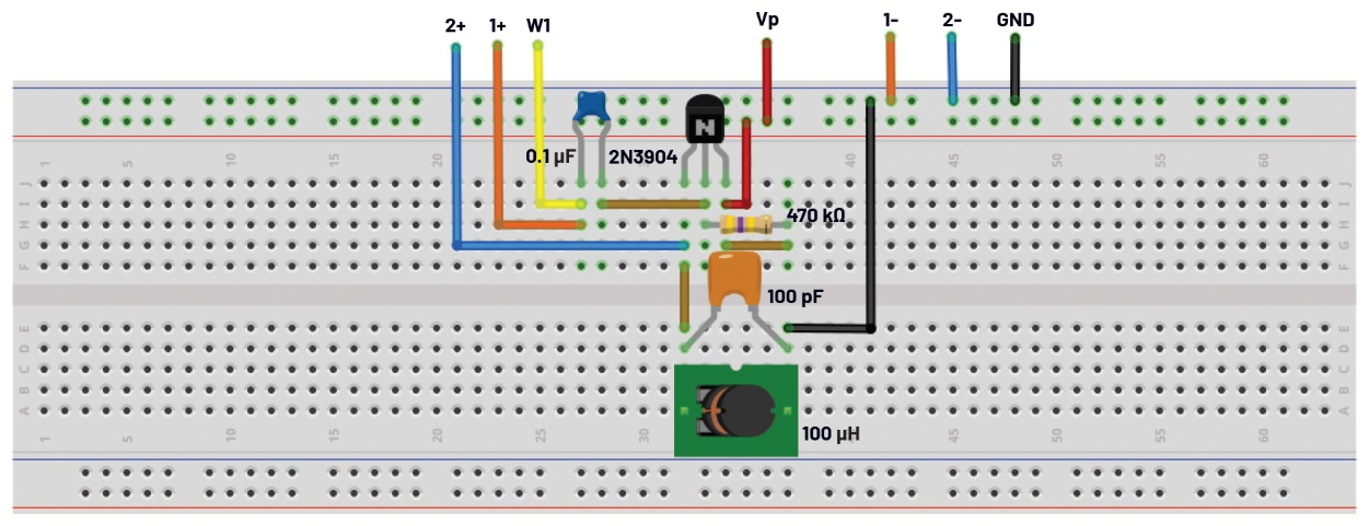 图3 脉冲振荡器电路试验板连接