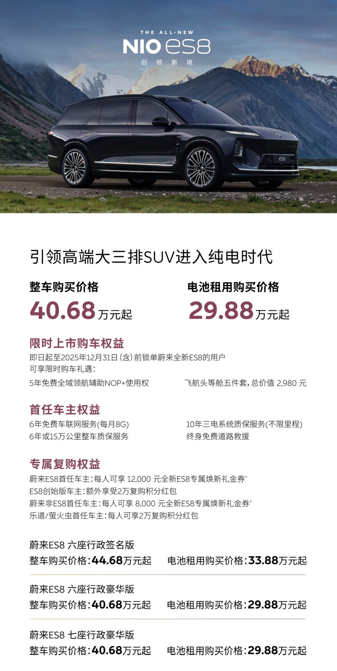 蔚来全新es8正式上市!