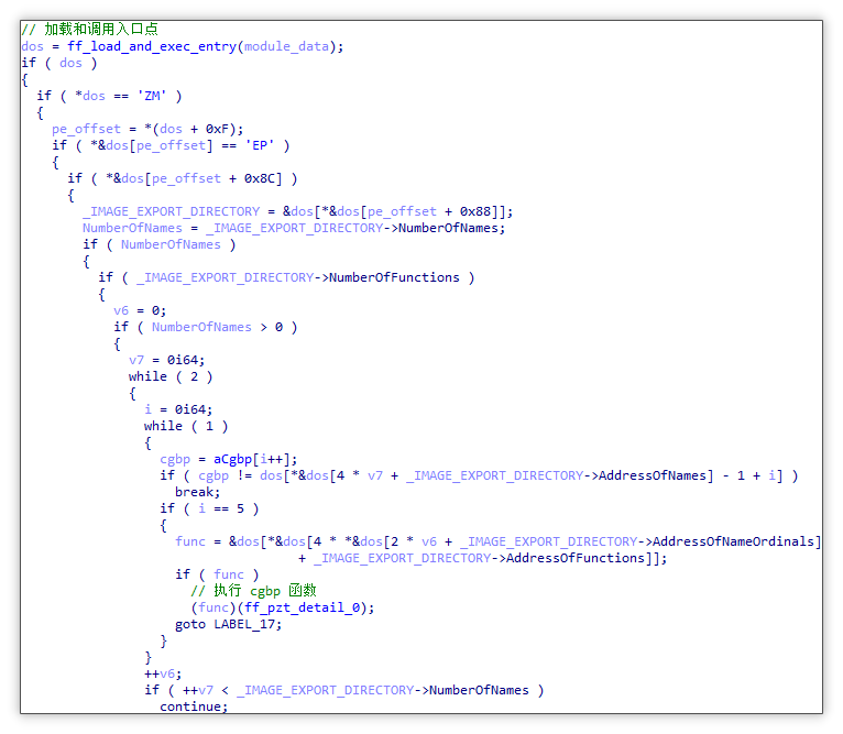 ▲ 遍历导出函数并执行 cgbp 函数