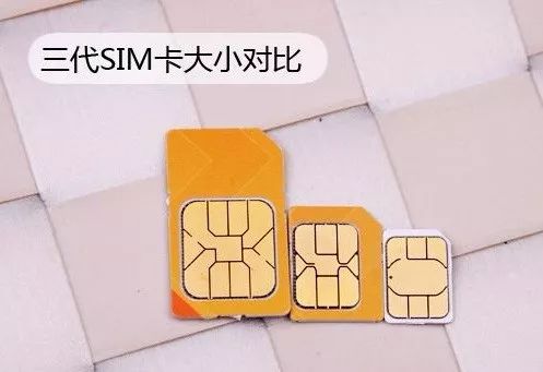 Mini SIM、Micro SIM、Nano SIM（从左到右）