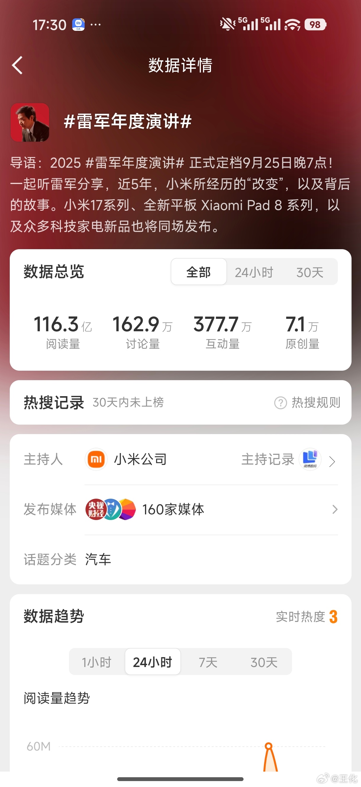 ▲ 图源：小米公关负责人王化微博（后同）