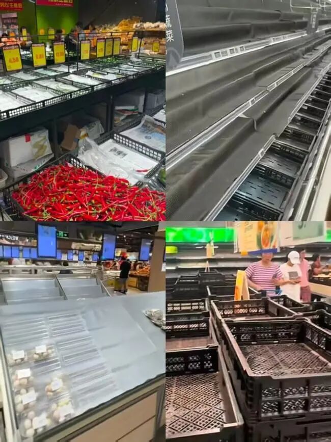 超市的物資被居民搶空 圖源網(wǎng)絡(luò )