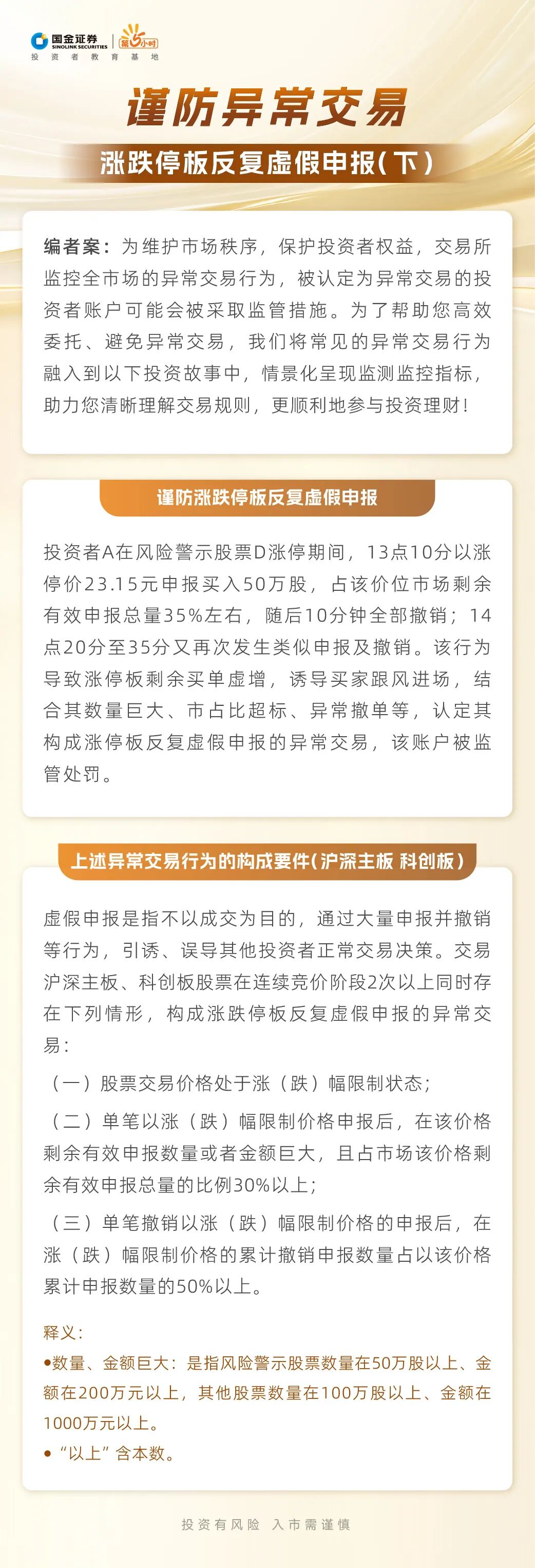 谨防异常交易（六）涨跌停板反复虚假申报（下）