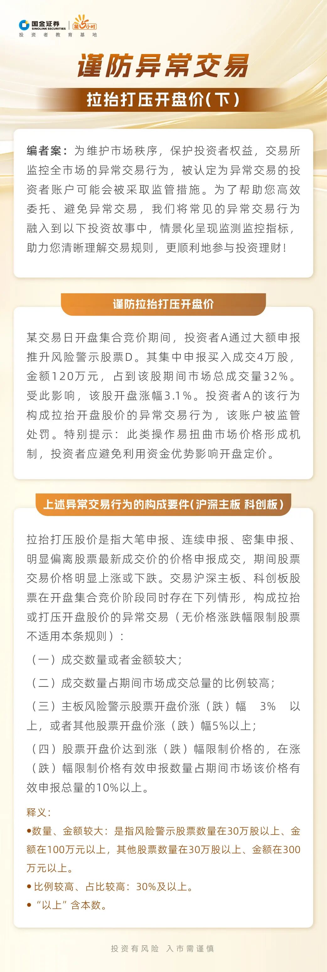 谨防异常交易（八）拉抬打压开盘价（下）