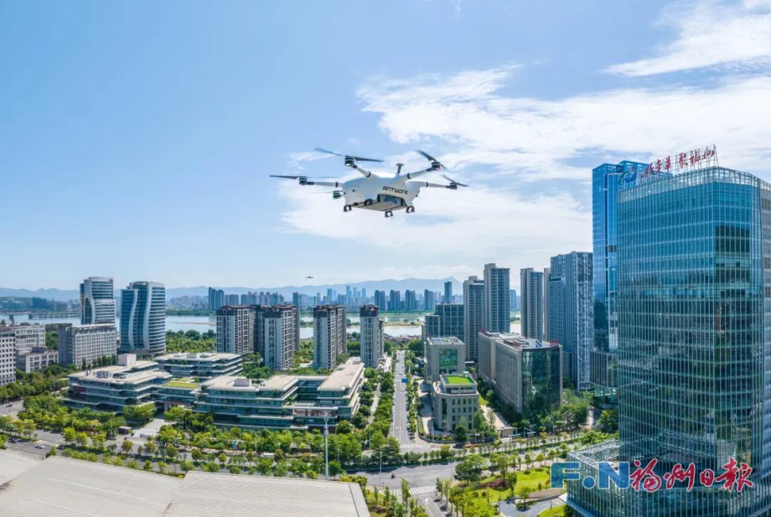 福建省首条城市无人机物流航线在福州高新区开通（资料图片）。林双伟 摄