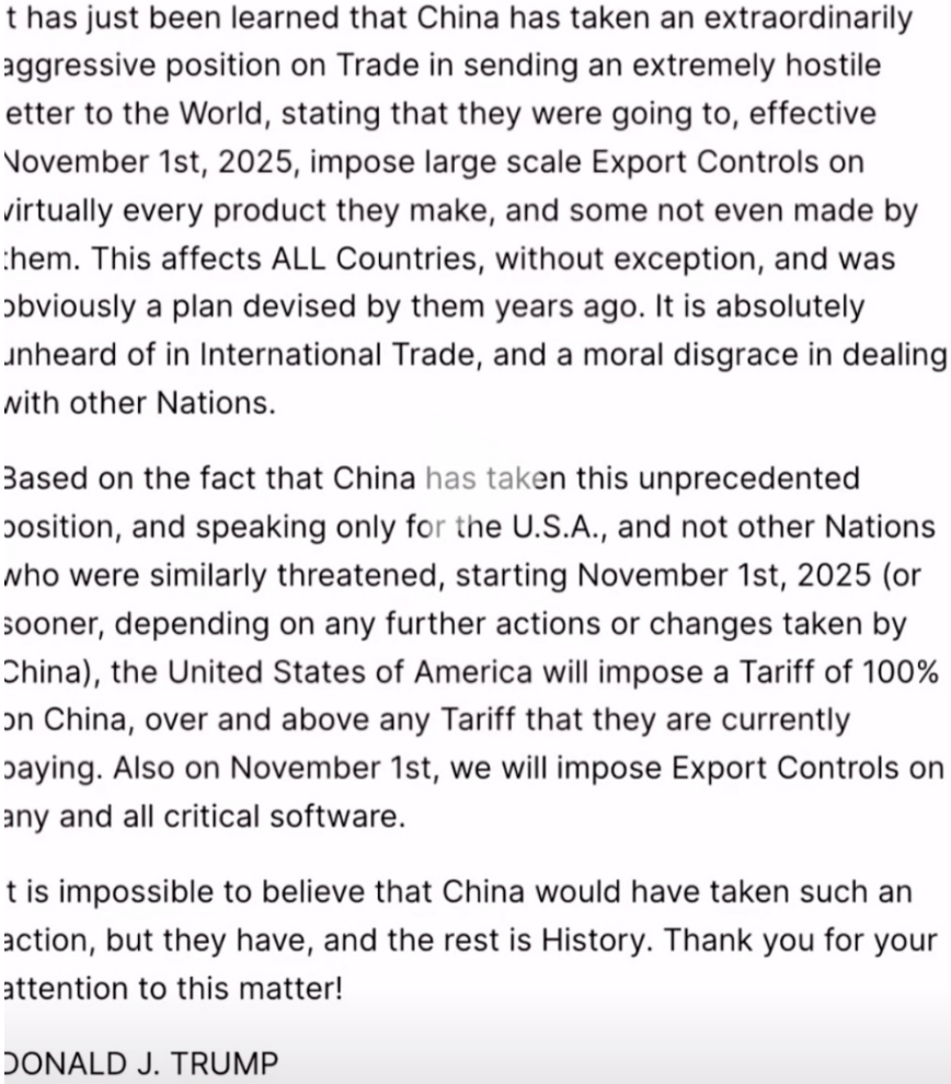 疯了！特朗普宣称将对华加征100%关税，11月1日生效，光伏再遭波及！