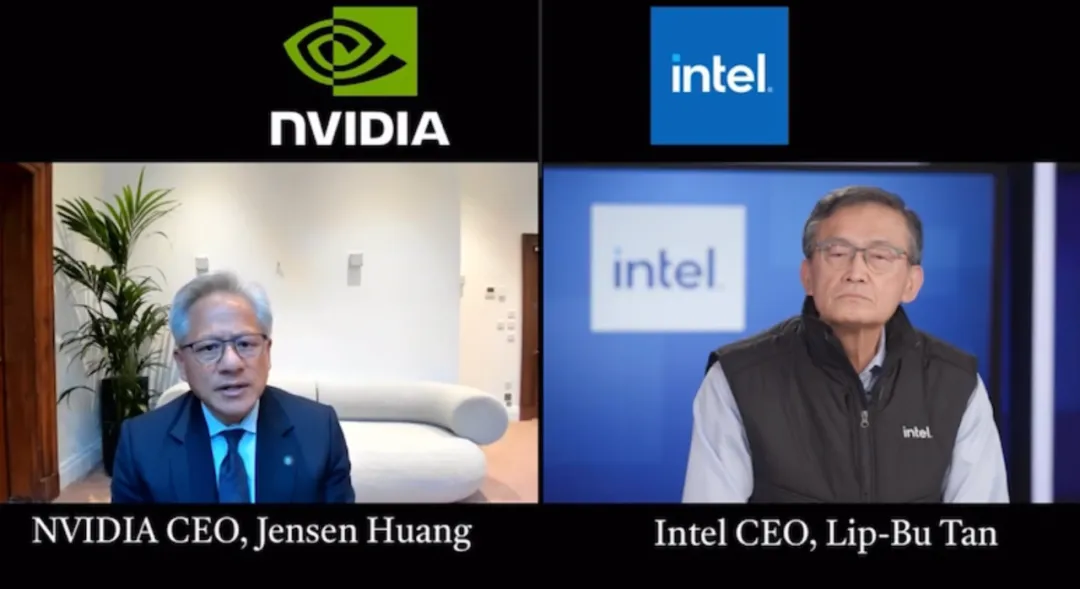 英伟达和英特尔 2025 年 9 月宣布合作｜图片来源：发布会直播