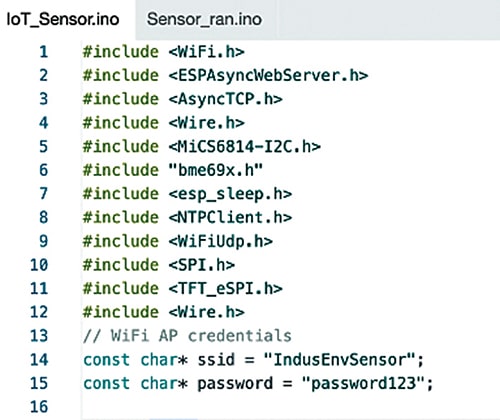图 2：配置 Wi-Fi SSID 和密码的代码片段