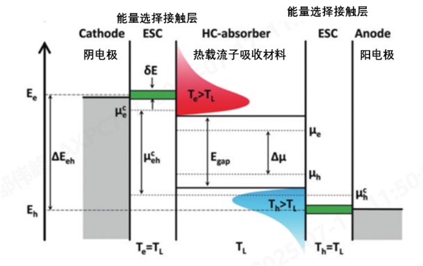 图1.理想的热载流子太阳能电池器件结构原理示意图[1]