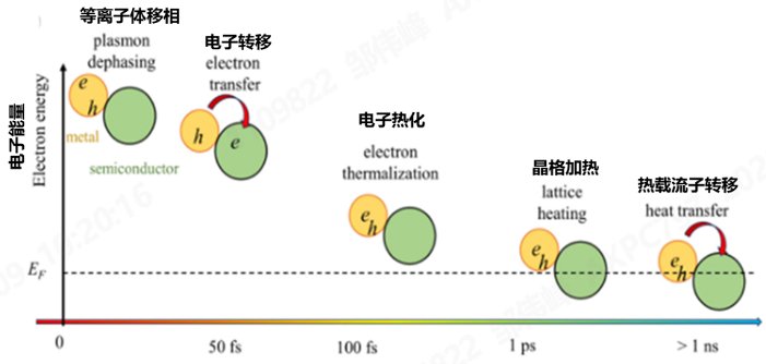 图3.等离激元诱导的热载流子演化的时间尺度示意图[5]