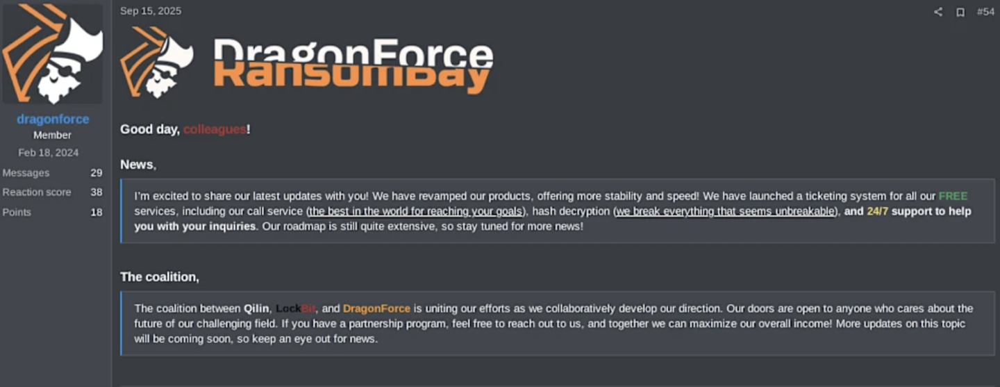 ▲ 黑客在地下论坛官宣的信息，图源 ReliaQuest