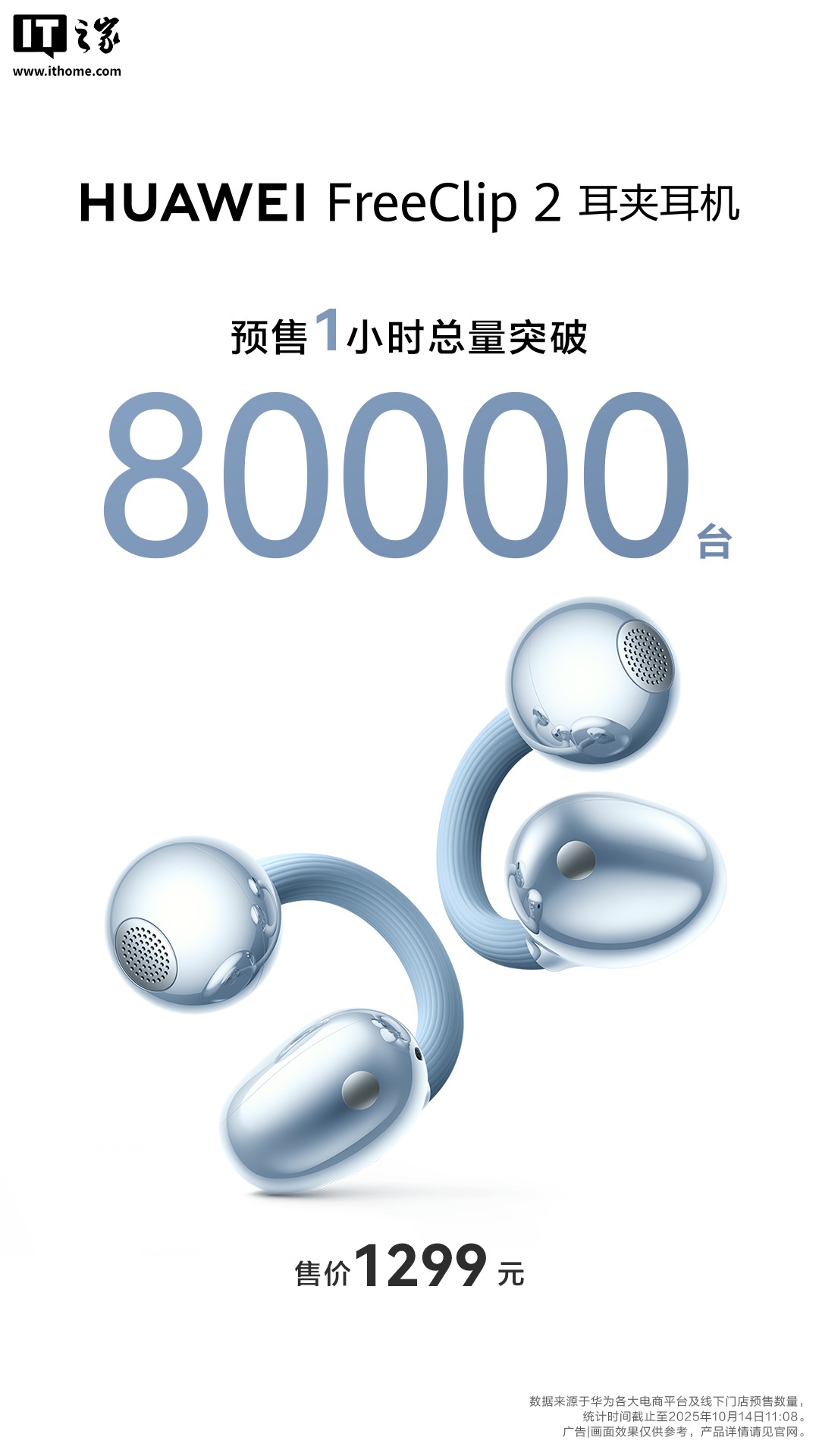 京东华为 FreeClip 2 耳夹耳机1299 元直达链接