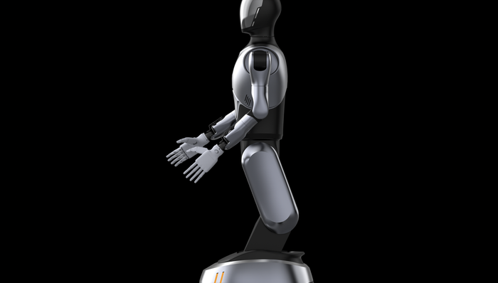 一星機(jī)器人發(fā)布的 “星輪1號”輪式雙臂機(jī)器人。圖源：一星機(jī)器人